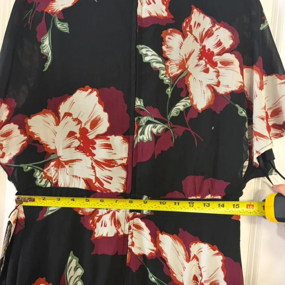 Luxology Floral Wrap Maxi Dress – Size 12 – Black Red White – NWT - Picture 5 of 8